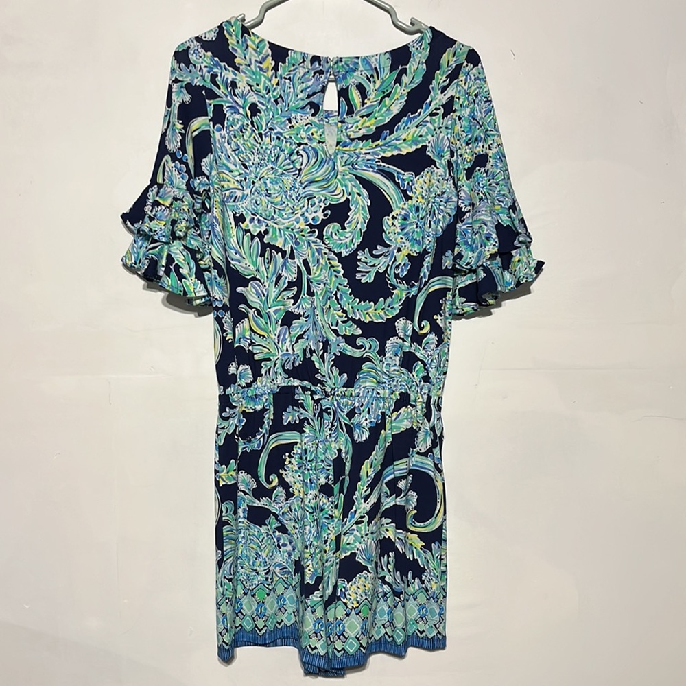 Lilly Pulitzer Lula Romper High Tide Navy Scuba Doo Engineered Shorts Size Small - Picture 11 of 13